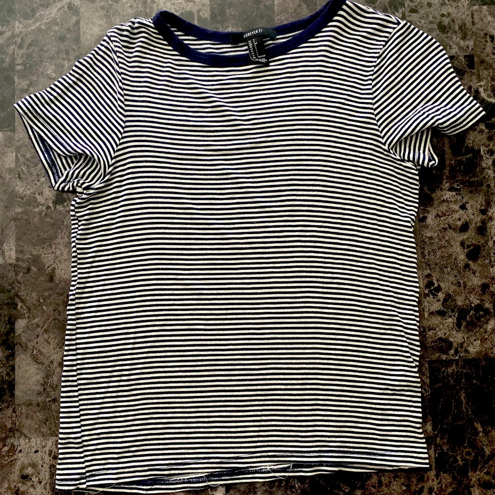 Forever 21 Navy and White Striped Tee